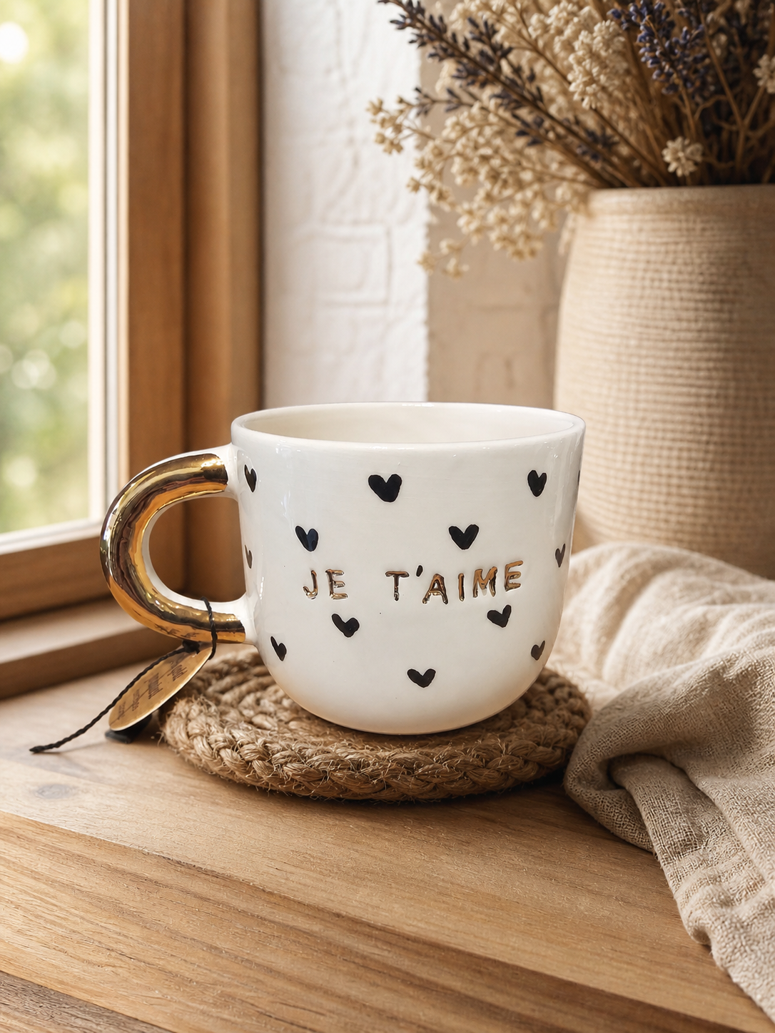Tasse Je t'aime - Cœurs Noirs