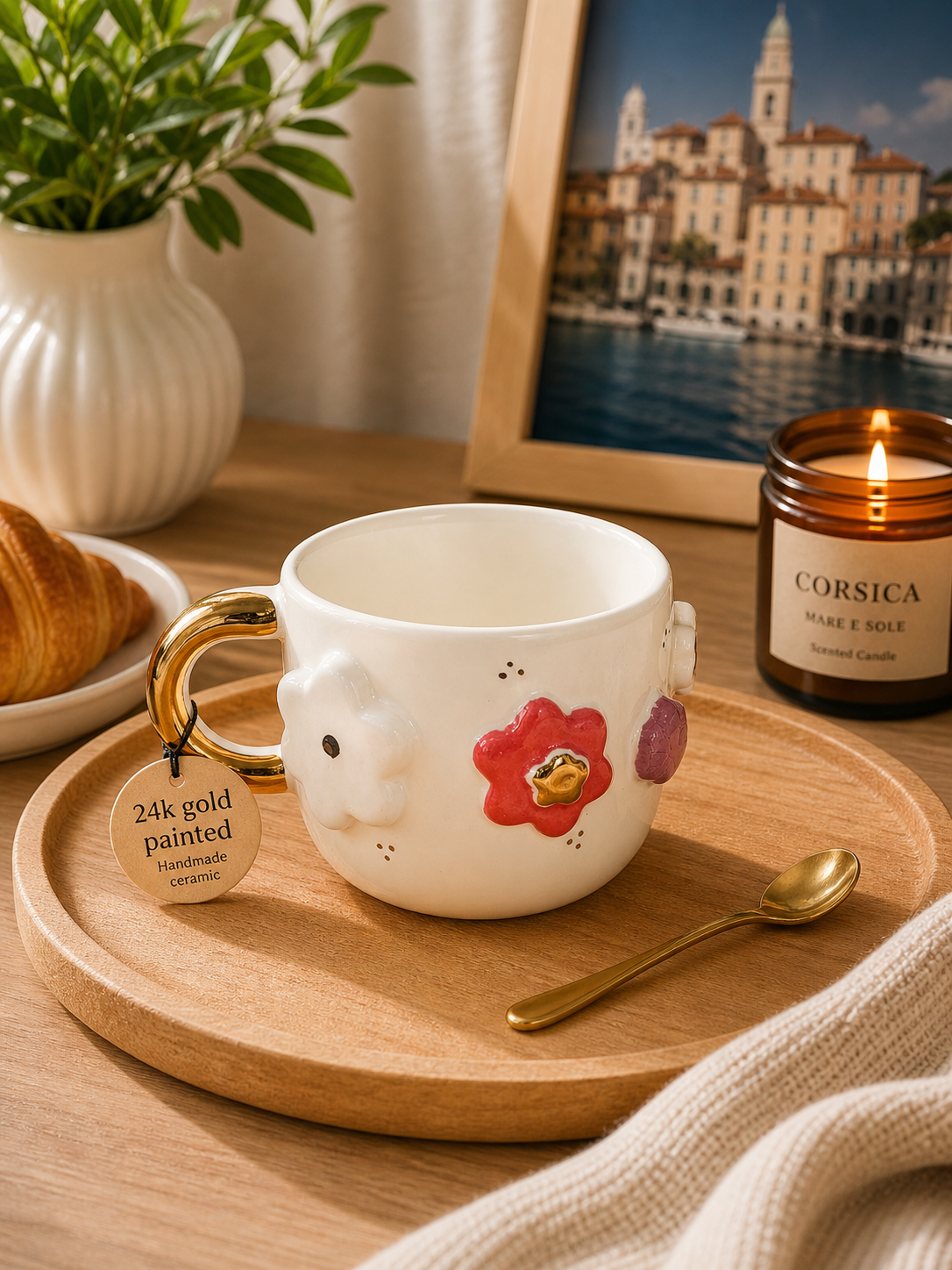 Tasse Fleurs violettes et rouges